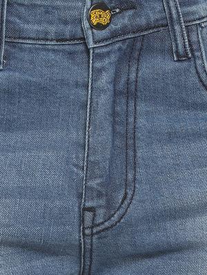 blue washed side striped denim shorts - 15919665 - Standard Image - 4