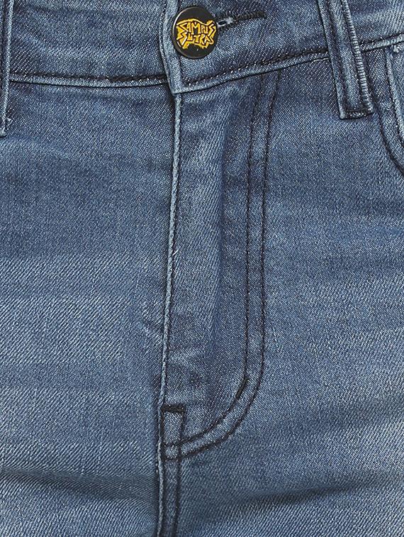 blue washed side striped denim shorts - 15919665 - Zoom Image - 4