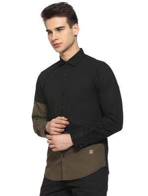 black color block casual shirt - 15919684 - Standard Image - 2