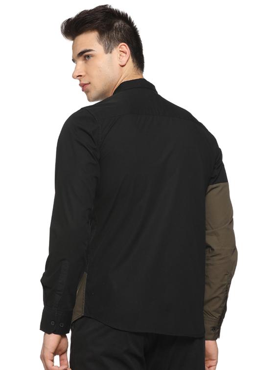 black color block casual shirt - 15919684 - Zoom Image - 3
