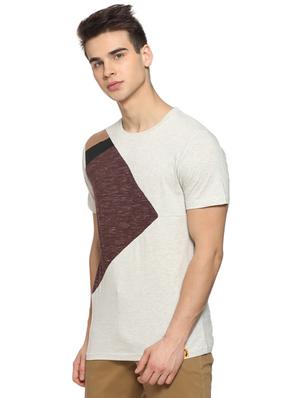 beige cotton color block tshirt - 15919692 - Standard Image - 2