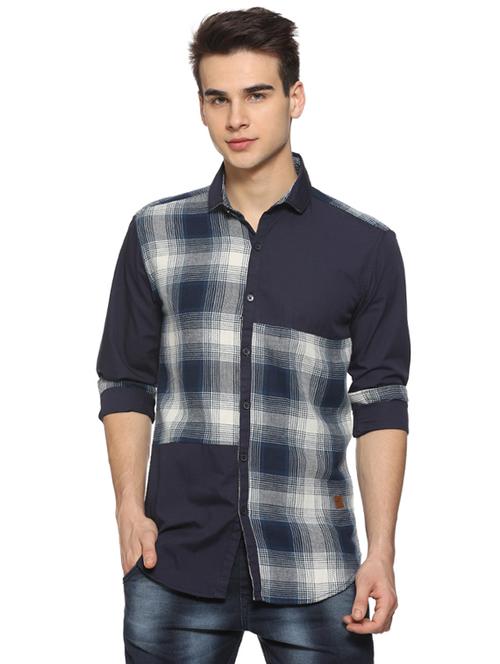 blue checkered casual shirt - 15919700 - Standard Image - 1
