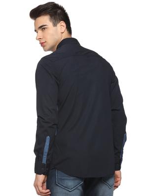 blue color block casual shirt - 15919702 - Standard Image - 3