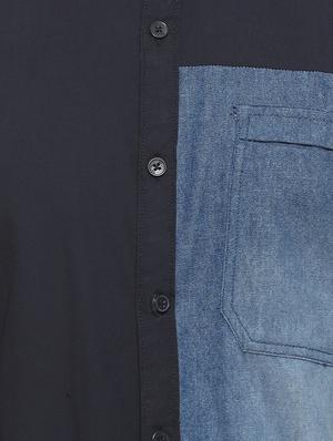 blue color block casual shirt - 15919702 - Standard Image - 4