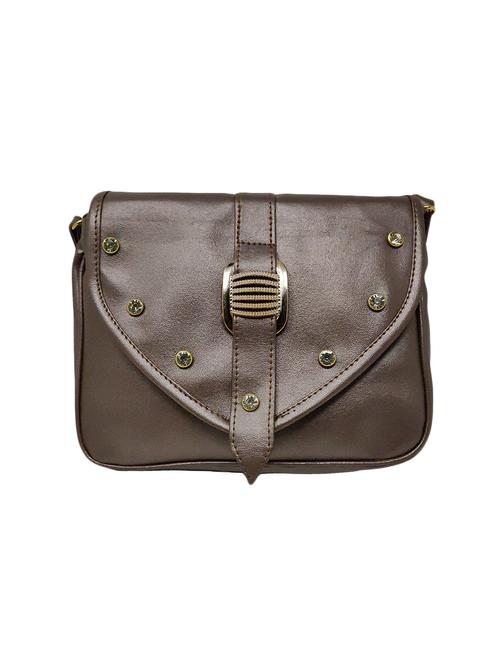 brown leatherette (pu) regular sling bag - 15920024 - Standard Image - 1