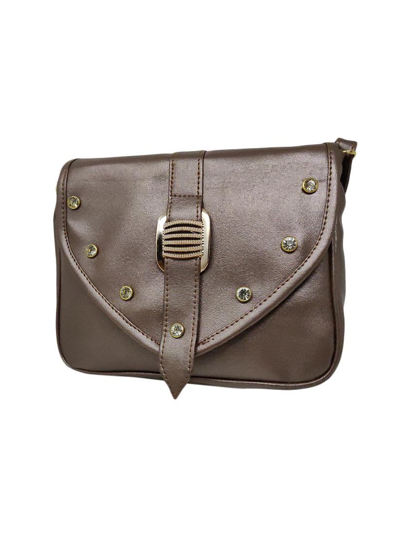 brown leatherette (pu) regular sling bag - 15920024 - Zoom Image - 4