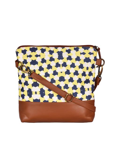 yellow canvas printed sling bag - 15920745 - Standard Image - 1