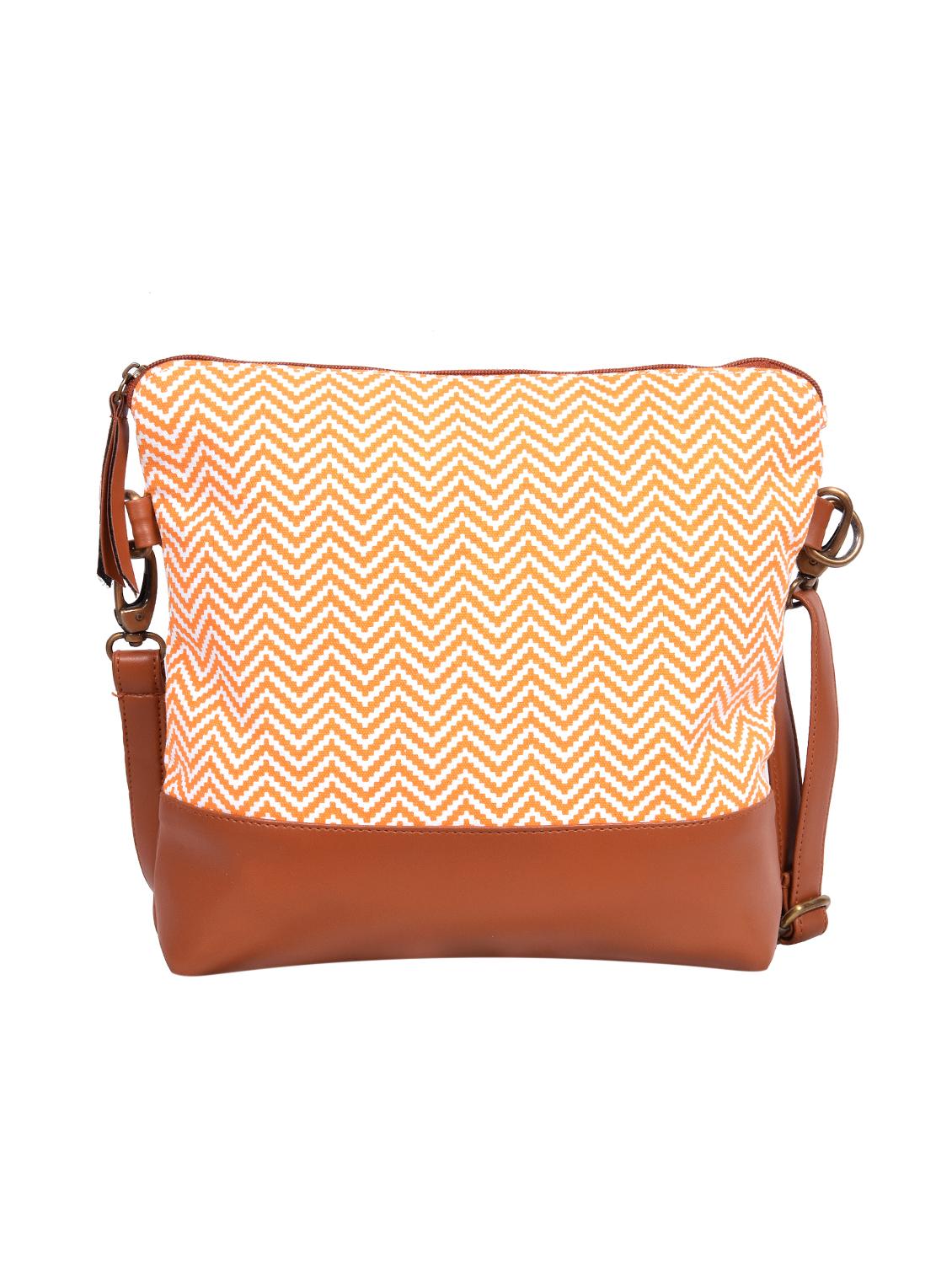 orange canvas printed sling bag - 15920754 - Zoom Image - 2