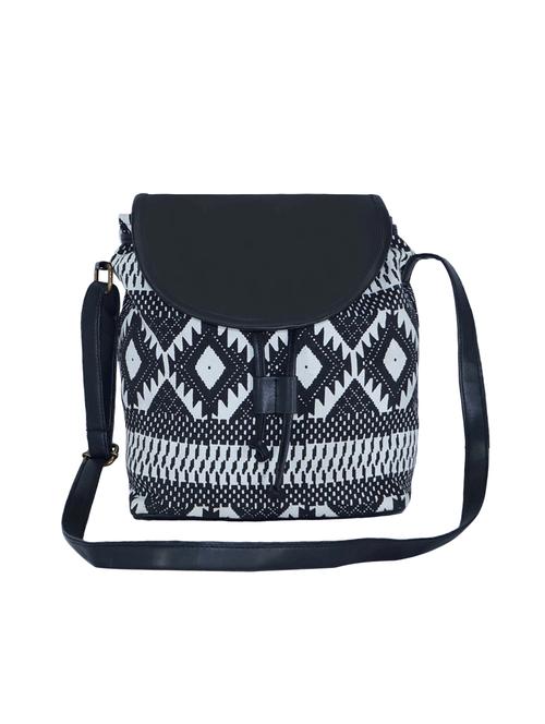 black canvas printed sling bag - 15920775 - Standard Image - 1