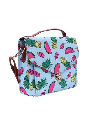 blue canvas printed sling bag - 15920797 - Standard Image - 4