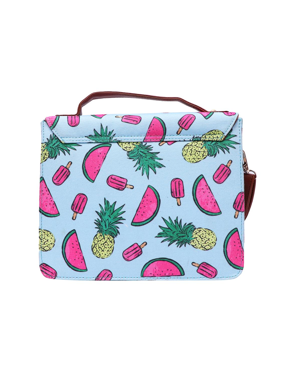 blue canvas printed sling bag - 15920797 - Zoom Image - 2