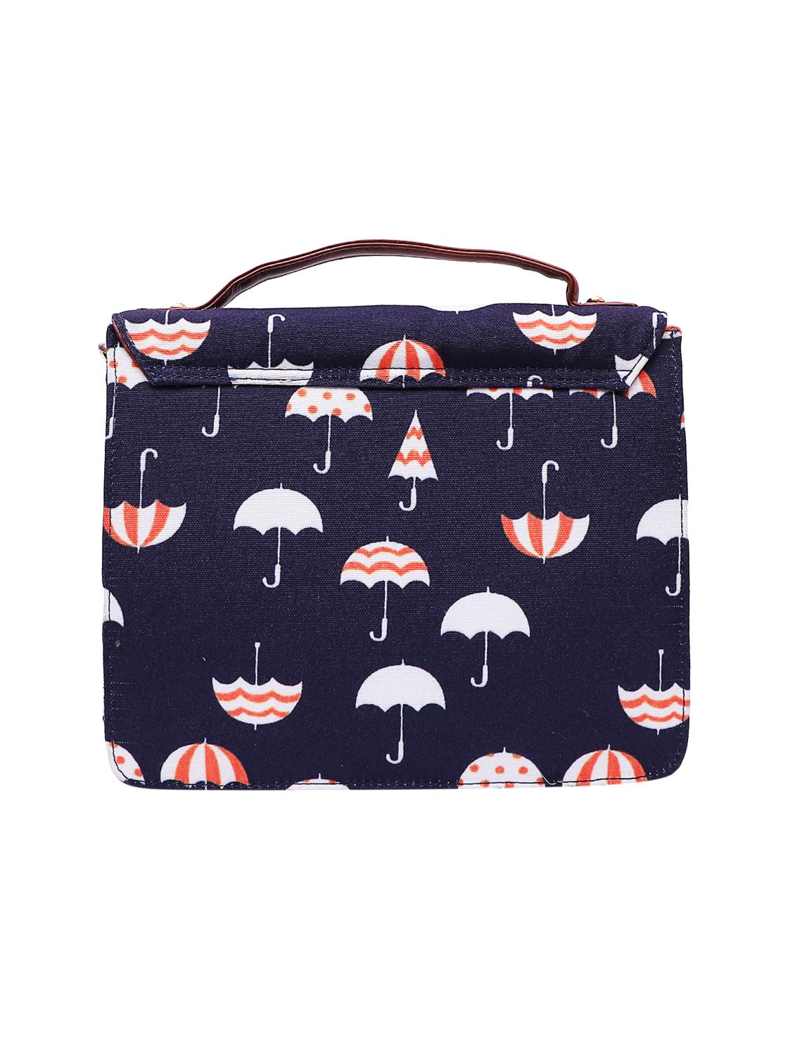 blue canvas printed sling bag - 15920798 - Zoom Image - 2