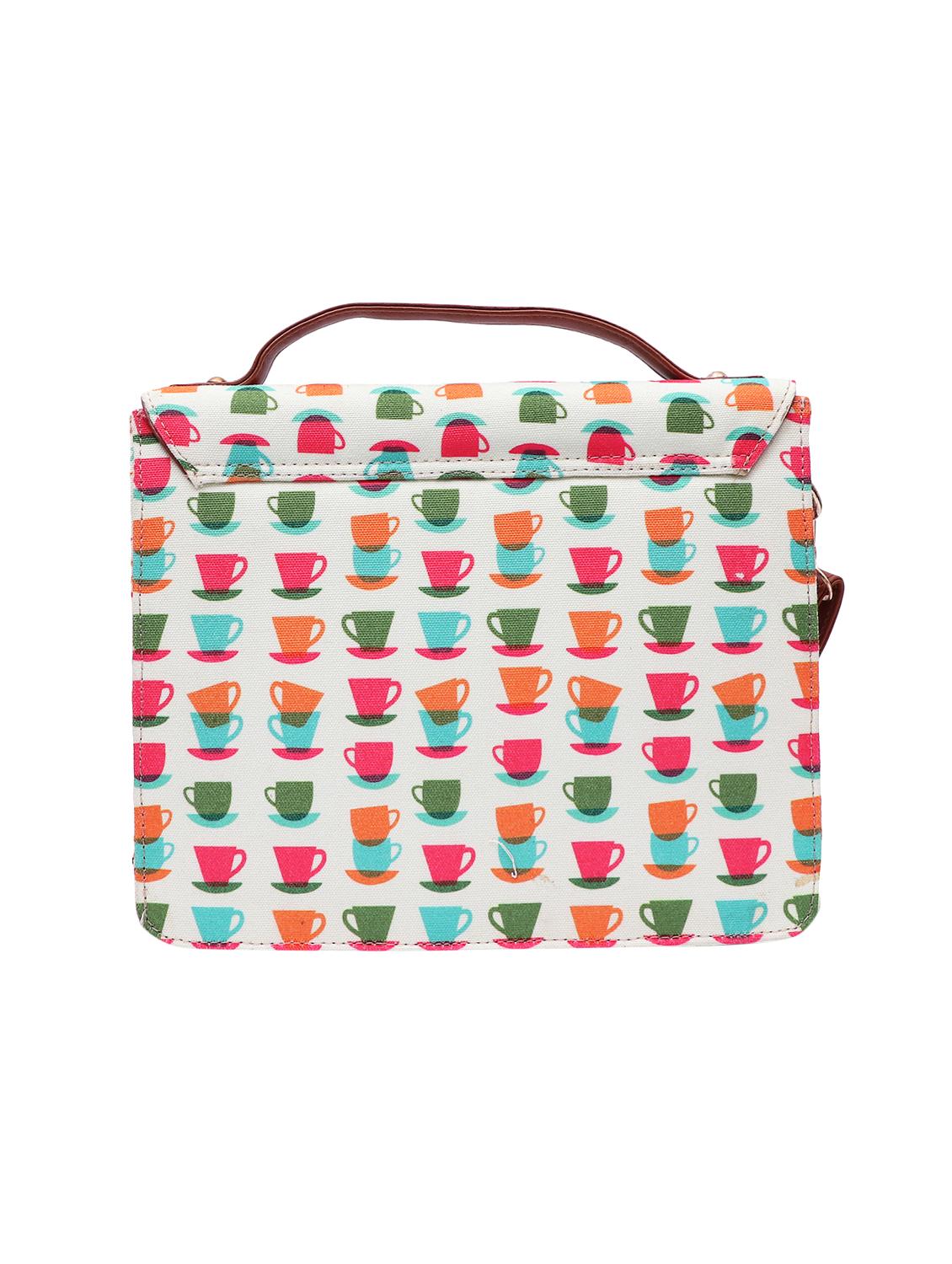 white canvas printed sling bag - 15920799 - Zoom Image - 2
