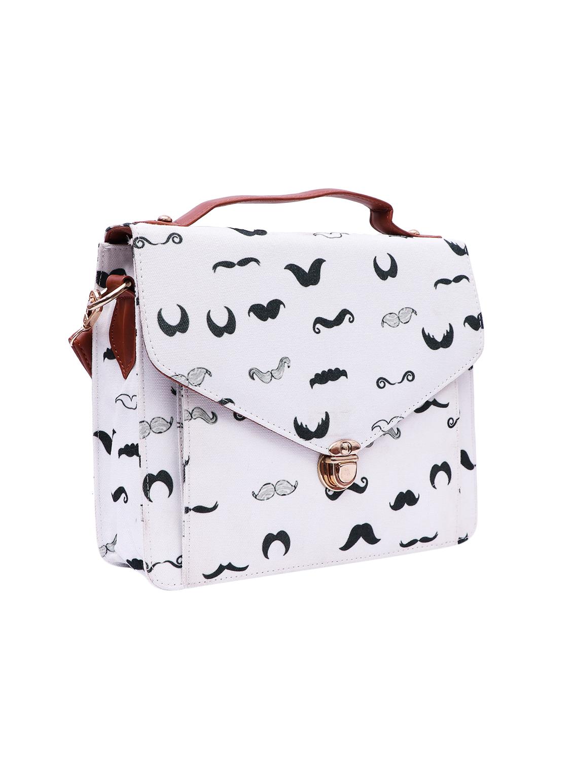 white canvas printed sling bag - 15920800 - Zoom Image - 4