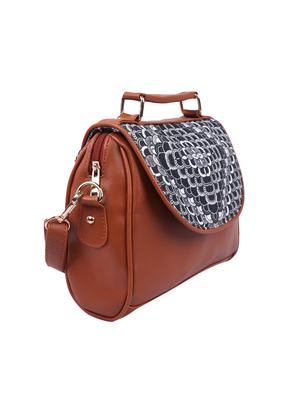 brown canvas printed sling bag - 15920802 - Standard Image - 4