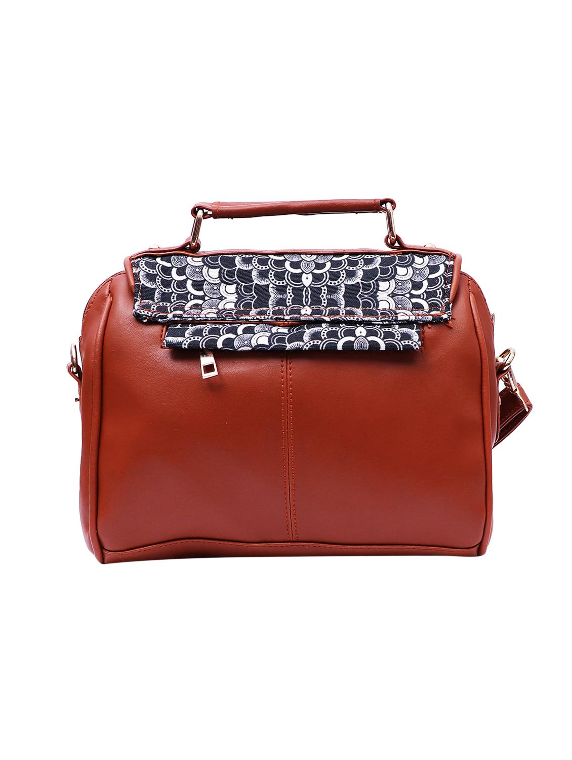 brown canvas printed sling bag - 15920802 - Zoom Image - 2