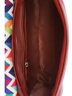 brown canvas printed sling bag - 15920806 - Standard Image - 3