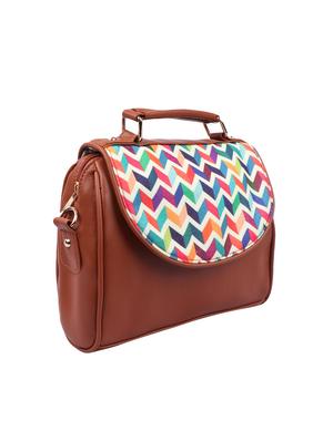 brown canvas printed sling bag - 15920806 - Standard Image - 4