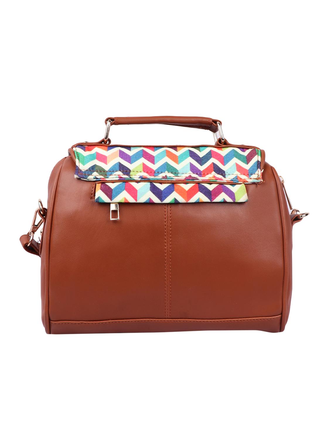 brown canvas printed sling bag - 15920806 - Zoom Image - 2