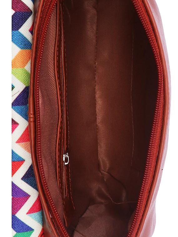 brown canvas printed sling bag - 15920806 - Zoom Image - 3