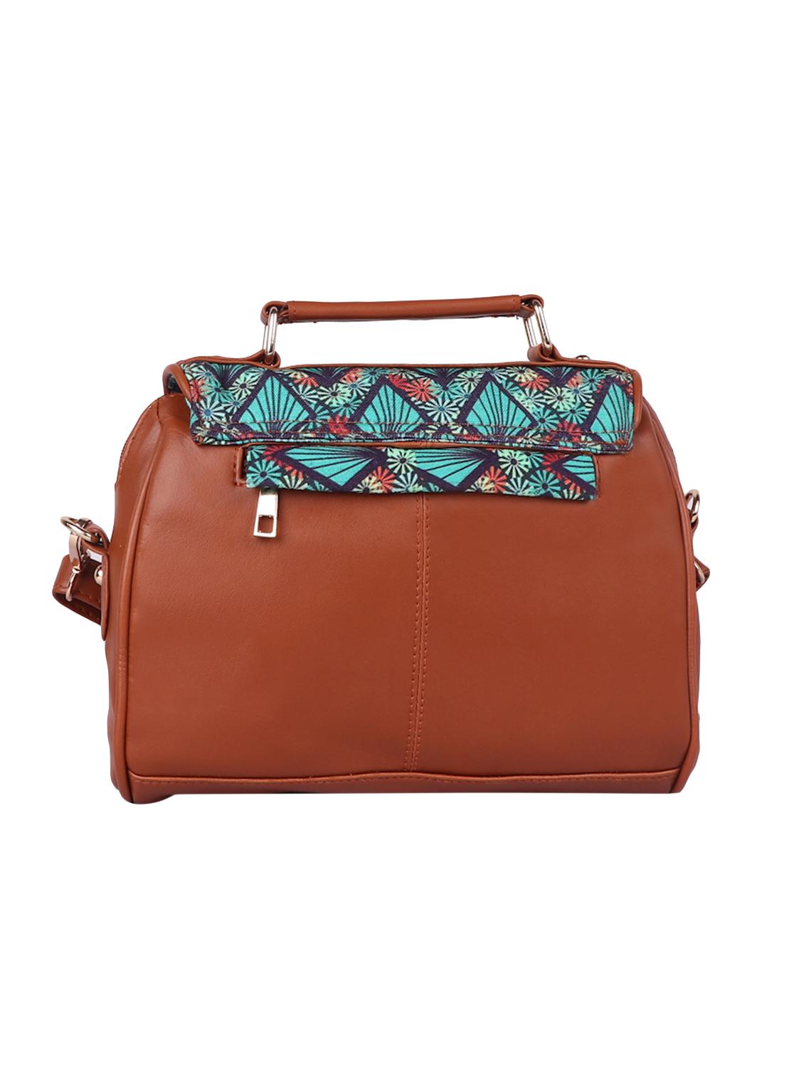 brown canvas printed sling bag - 15920808 - Zoom Image - 2