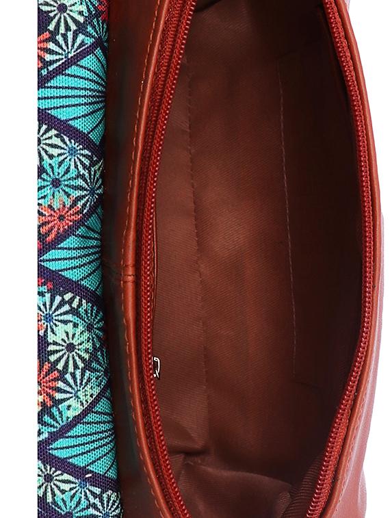 brown canvas printed sling bag - 15920808 - Zoom Image - 3