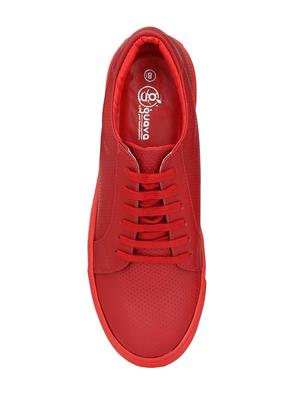 red leatherette lace up sneakers - 15920819 - Standard Image - 4