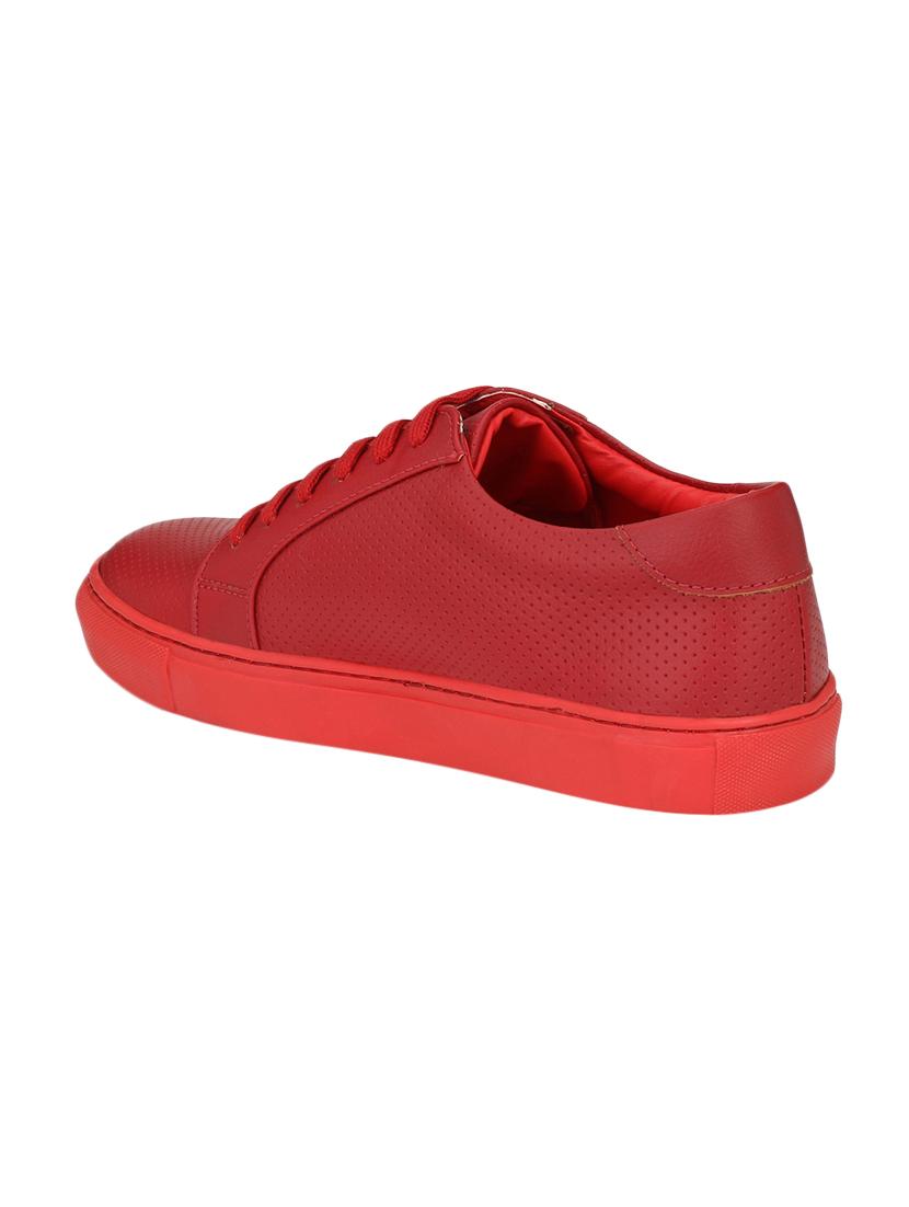 red leatherette lace up sneakers - 15920819 - Zoom Image - 3