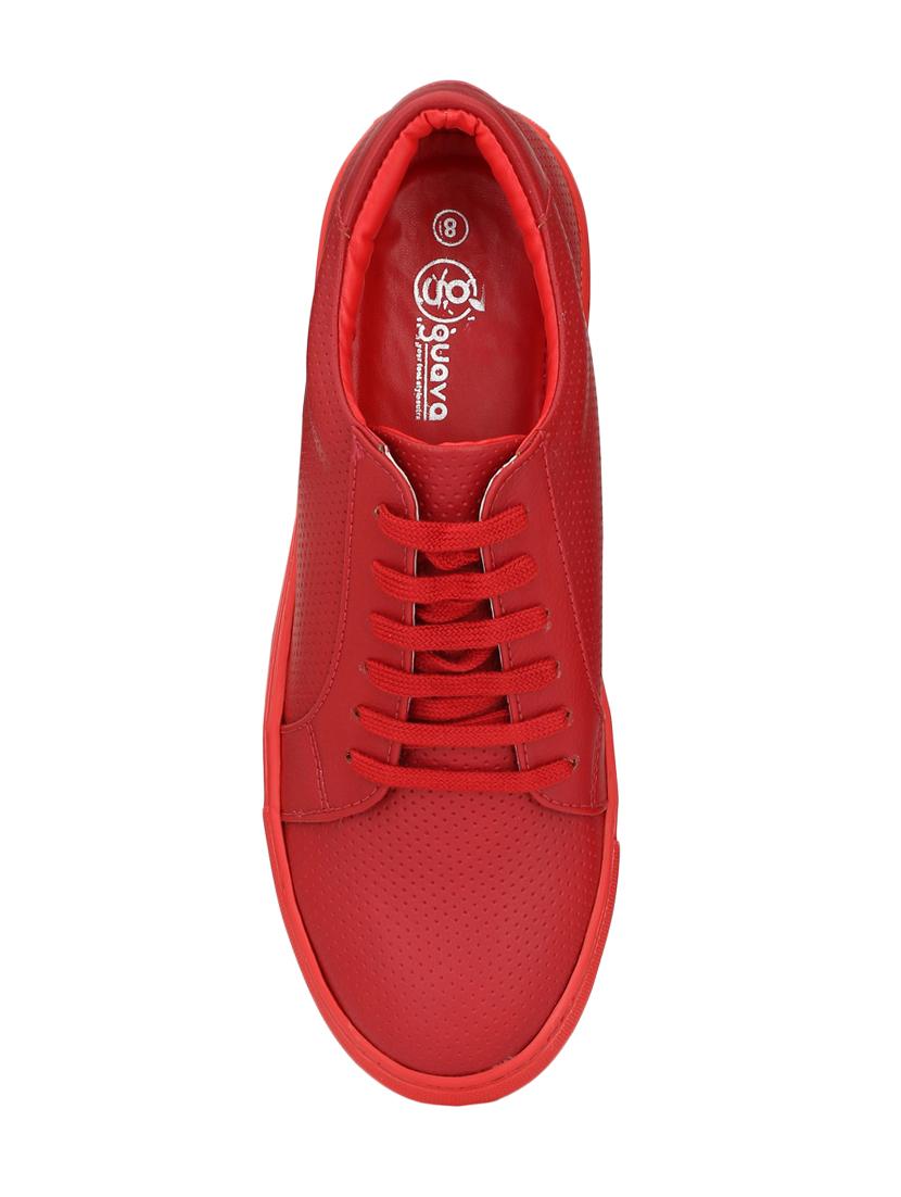 red leatherette lace up sneakers - 15920819 - Zoom Image - 4