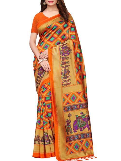 animal print silk saree with blouse - 15920888 - Standard Image - 1