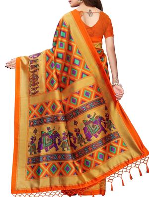 animal print silk saree with blouse - 15920888 - Standard Image - 2