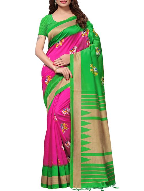 animal print silk saree with blouse - 15920895 - Standard Image - 1