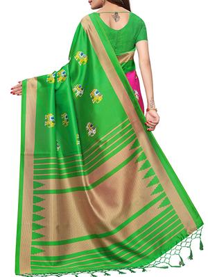 animal print silk saree with blouse - 15920895 - Standard Image - 2