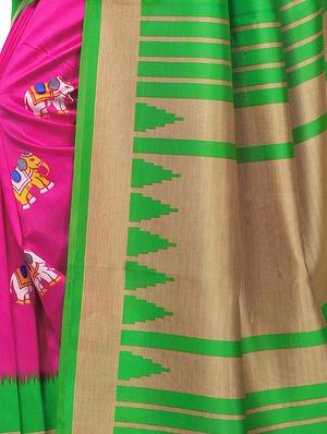 animal print silk saree with blouse - 15920895 - Standard Image - 4