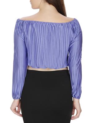 off shoulder pleated crop top - 15920907 - Standard Image - 3