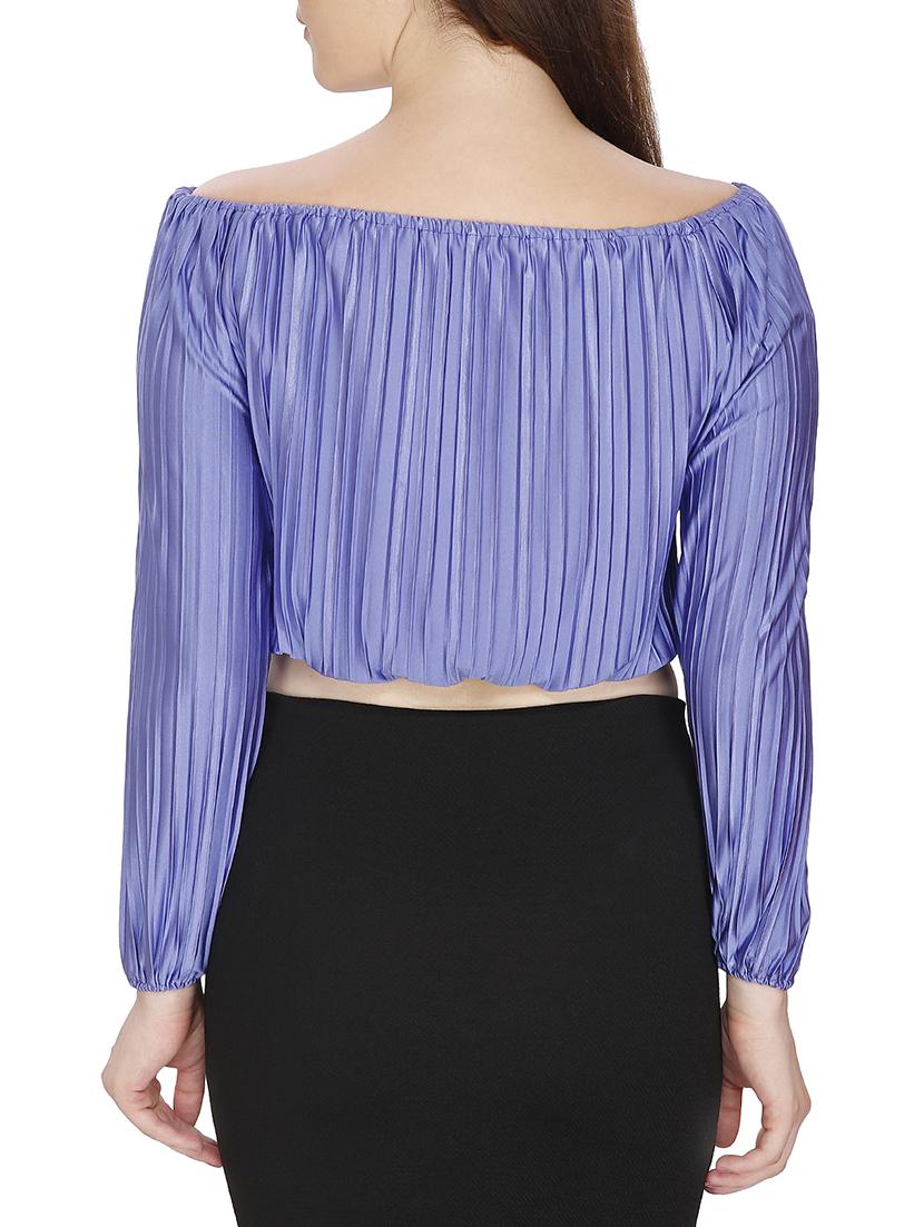 off shoulder pleated crop top - 15920907 - Zoom Image - 3