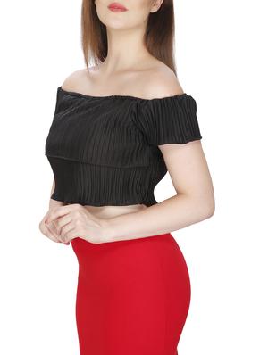 off shoulder pleated crop top - 15920911 - Standard Image - 2