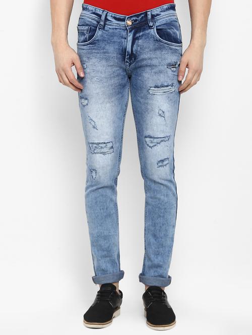 blue cotton ripped jeans - 15920987 - Standard Image - 1