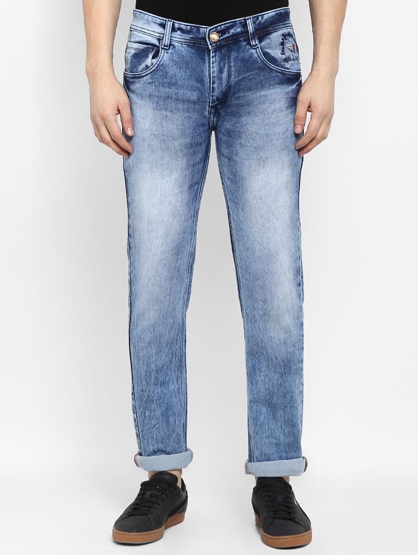 blue cotton washed jeans - 15921002 - Zoom Image - 1