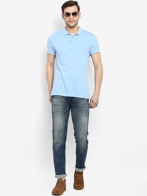 blue cotton washed jeans - 15921003 - Standard Image - 4