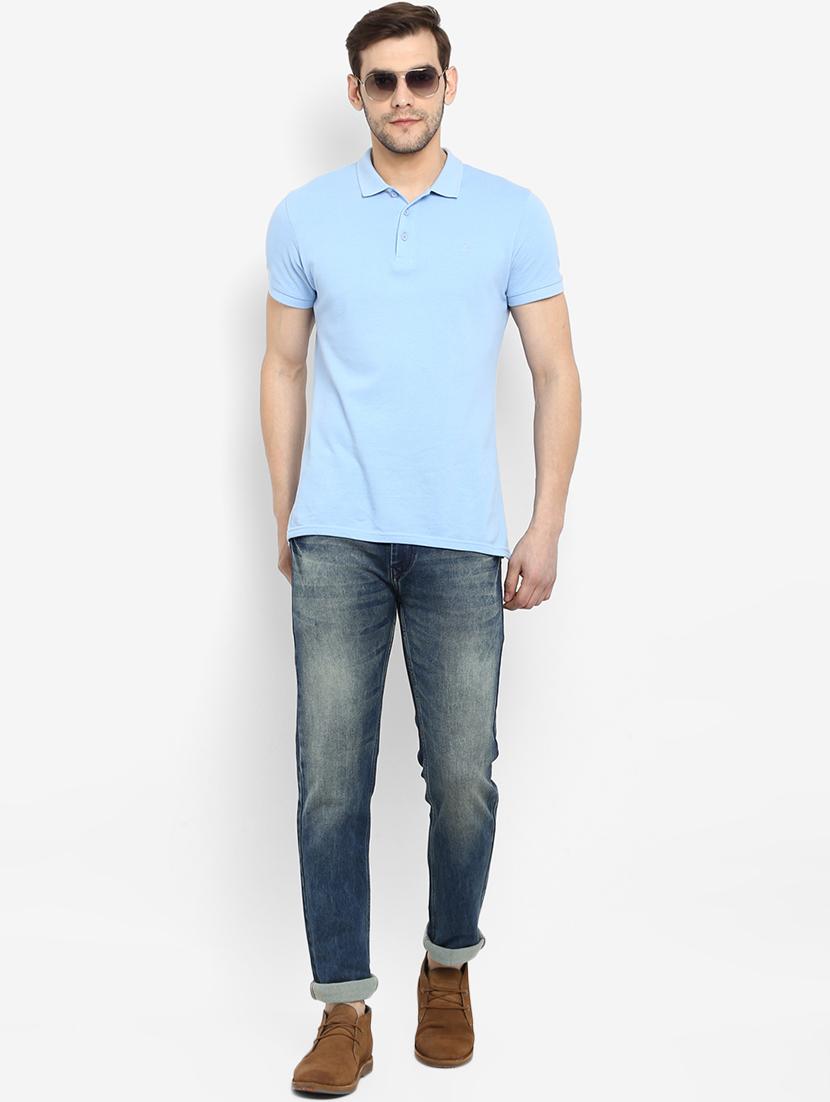 blue cotton washed jeans - 15921003 - Zoom Image - 4