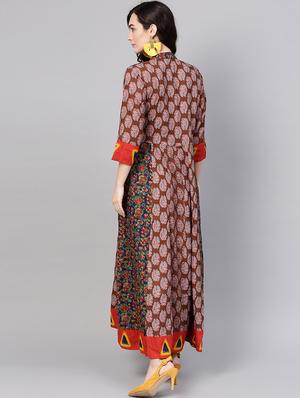 printed flared ethnic dress - 15921160 - Standard Image - 3
