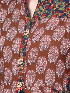 printed flared ethnic dress - 15921160 - Standard Image - 4