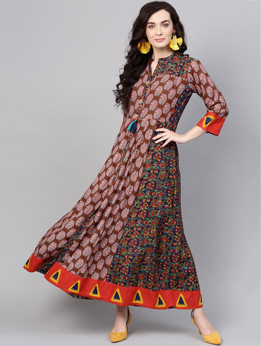 printed flared ethnic dress - 15921160 - Zoom Image - 1