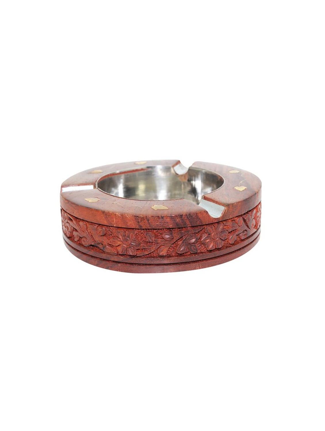 desi karigar brown wooden ash tray - 15921302 - Zoom Image - 2