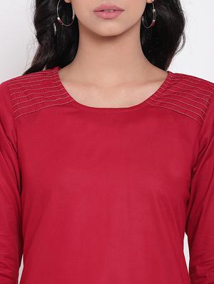 maroon straight kurta - 15921310 - Standard Image - 5