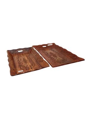 desi karigar brown wood designer tray - 15921688 - Standard Image - 3