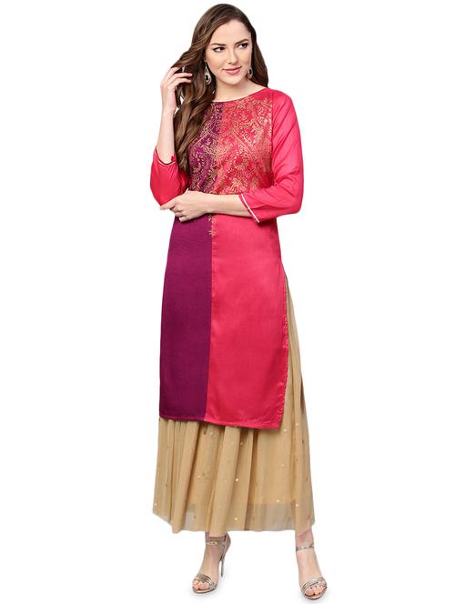 foil print straight kurta - 15921694 - Very Small Image - 1