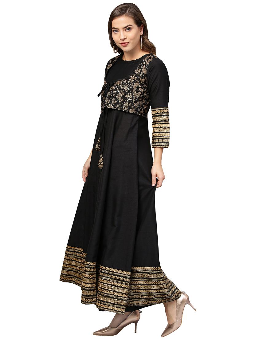 block print anarkali kurta - 15921700 - Zoom Image - 2