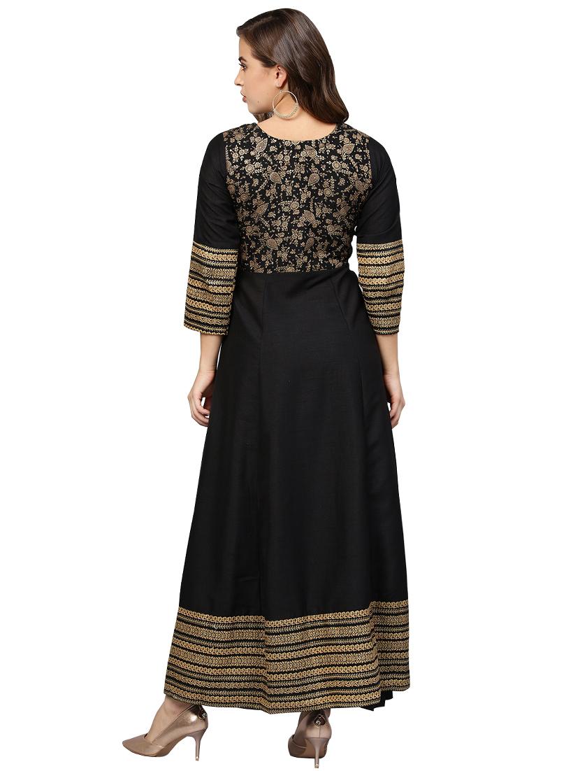 block print anarkali kurta - 15921700 - Zoom Image - 3